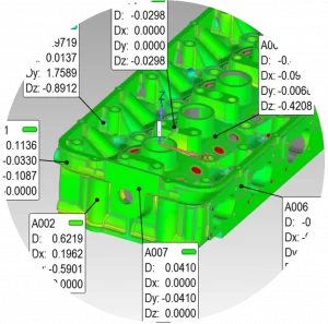 Deviation analysis of a cylinder head using 3d scanned data