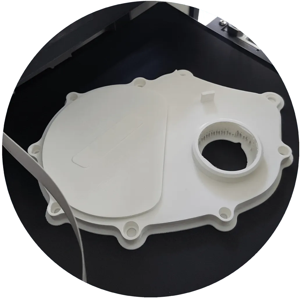 3D printed RetroSport timing cover which was used for prototyping design for manufacture