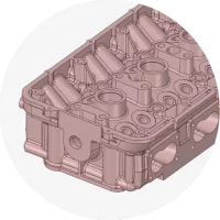 3D CAD model of a cylinder head produced by reverse engineering 3D scan data